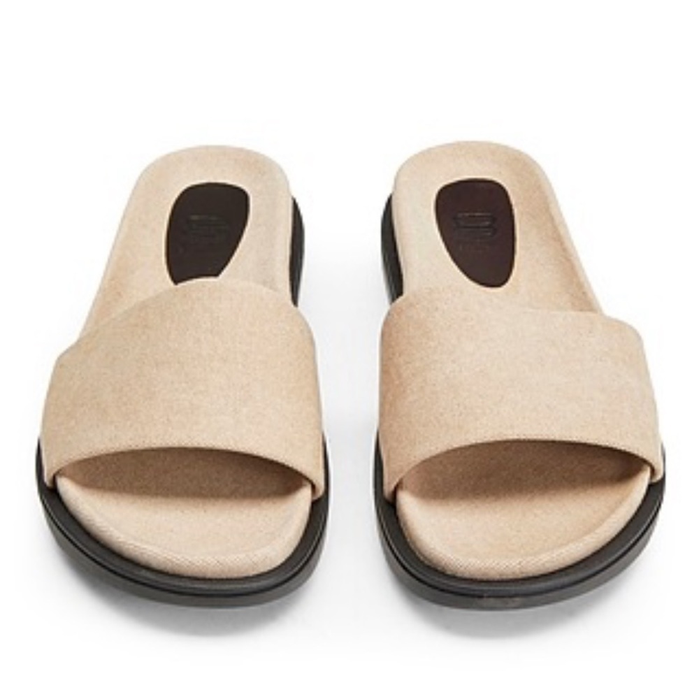 NWOT 8 By YOOX Men’s Beige Canvas Slide Sandals